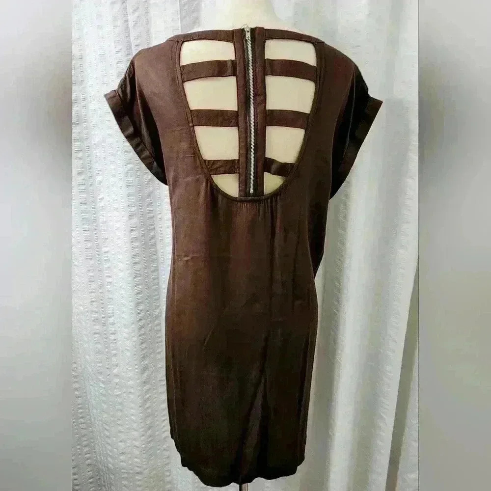 697h Poema Brown Embroidered Wing Shift Dress / Tunic - Size Large - Picture 6 of 6
